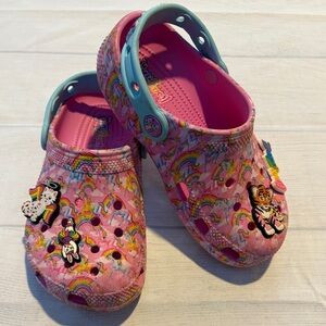 Crocs Kids Pink Lisa Frank Clogs with Charms